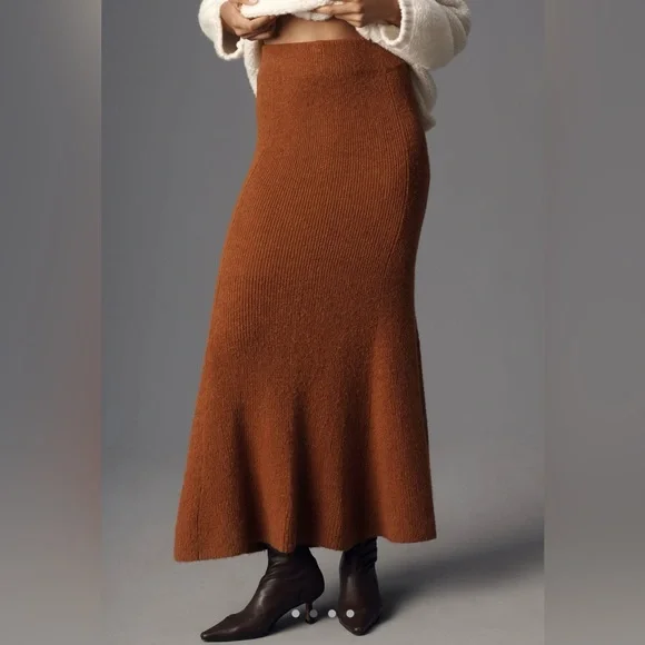 NWT 🦌 Maeve by Anthropologie Fit and Flare Sweater Wool Midi/Maxi Skirt - Picture 2 of 11